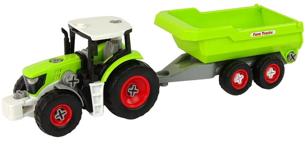 Lean Toys Traktor s vlečkou na demontáž - zelený