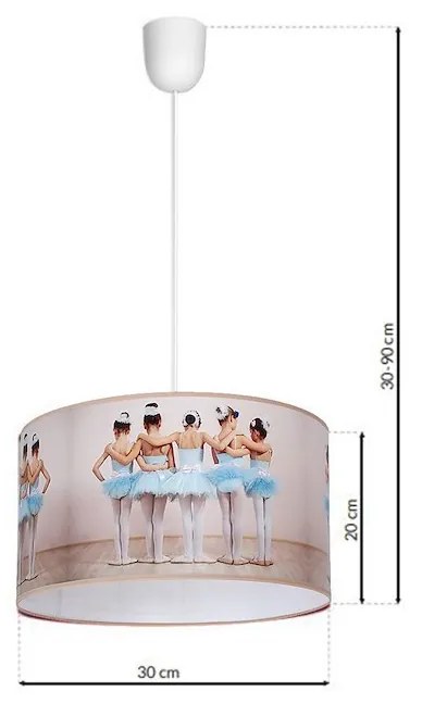 Detské závesné svietidlo Ballerina, 1x plastové tienidlo so vzorom, w
