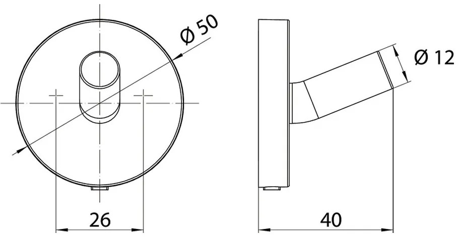 Emco Round - Háčik 40 mm, montáž pomocou lepenia alebo vŕtania, chróm 437500100