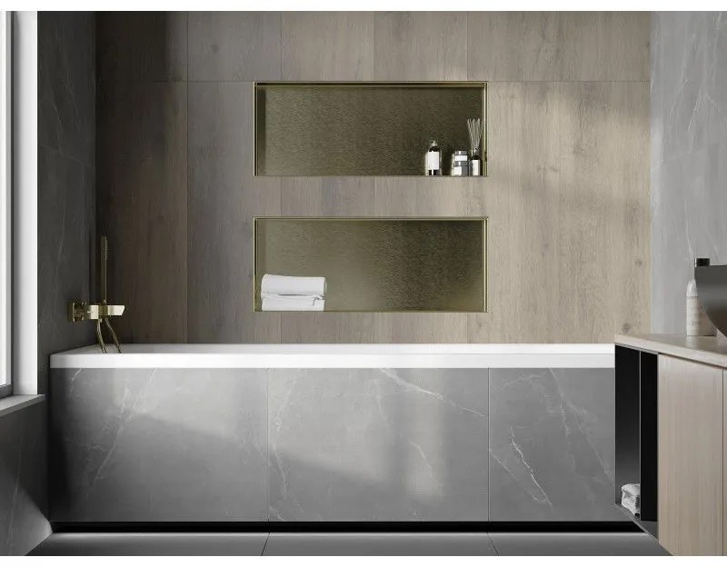 Mexen X-Wall-NR, polička na zapustenie pod obklad bez goliera 75 x 30 cm, zlatá lesklá, 1951753010