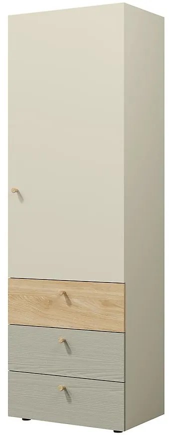 Skrinka Yuki 4 Eukalyptus/Sivá Béžová/Olejovaný Dub