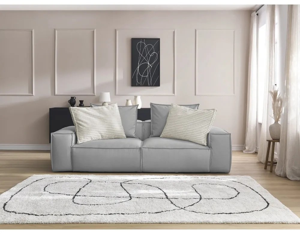 Svetlosivá pohovka z imitácie kože 260 cm Boheme – Bobochic Paris