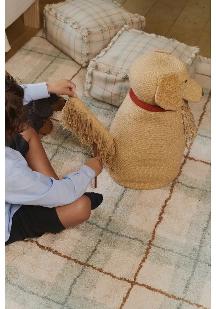 Krémový/šalviovozelený prateľný/ručne tkaný bavlnený koberec 140x190 cm Tartan Blue Sage – Lorena Canals