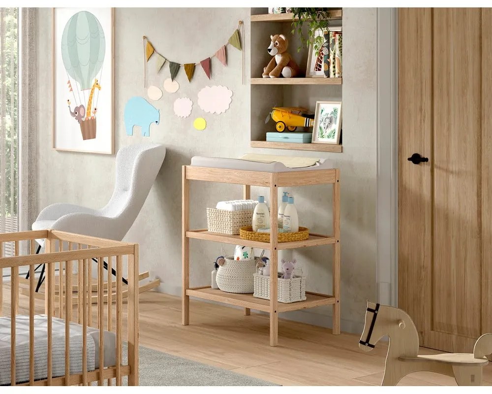 Prebaľovací pult z bukového dreva v prírodnej farbe Dino – Vipack