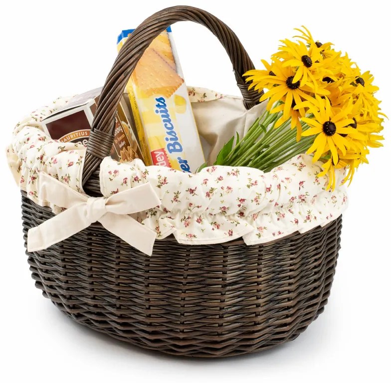 Nákupný kôš prútený provence s látkou Himmel II.š. 42 x hl. 34 x v. 23 / 36(cm)