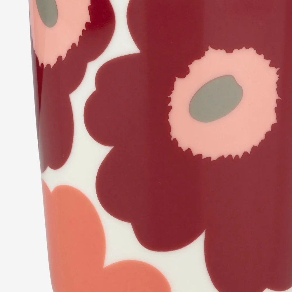 Marimekko Hrnček Oiva Unikko 250ml cherry ash grey červená šedá