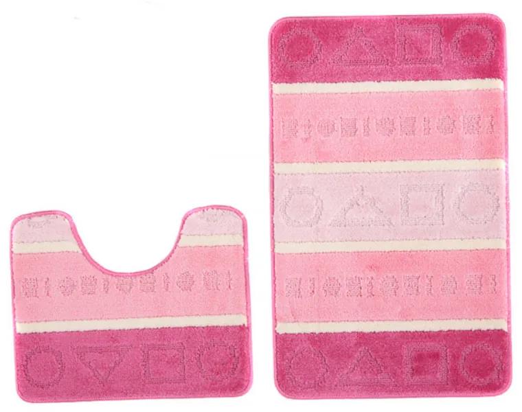 Kúpeľňové predložky Tvary ružové 2 ks, Velikosti 50x80cm