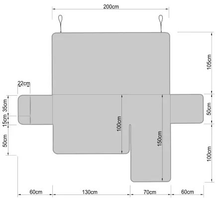 Poťah na rohovú sedačku pravý PARIS béžový, 200 cm