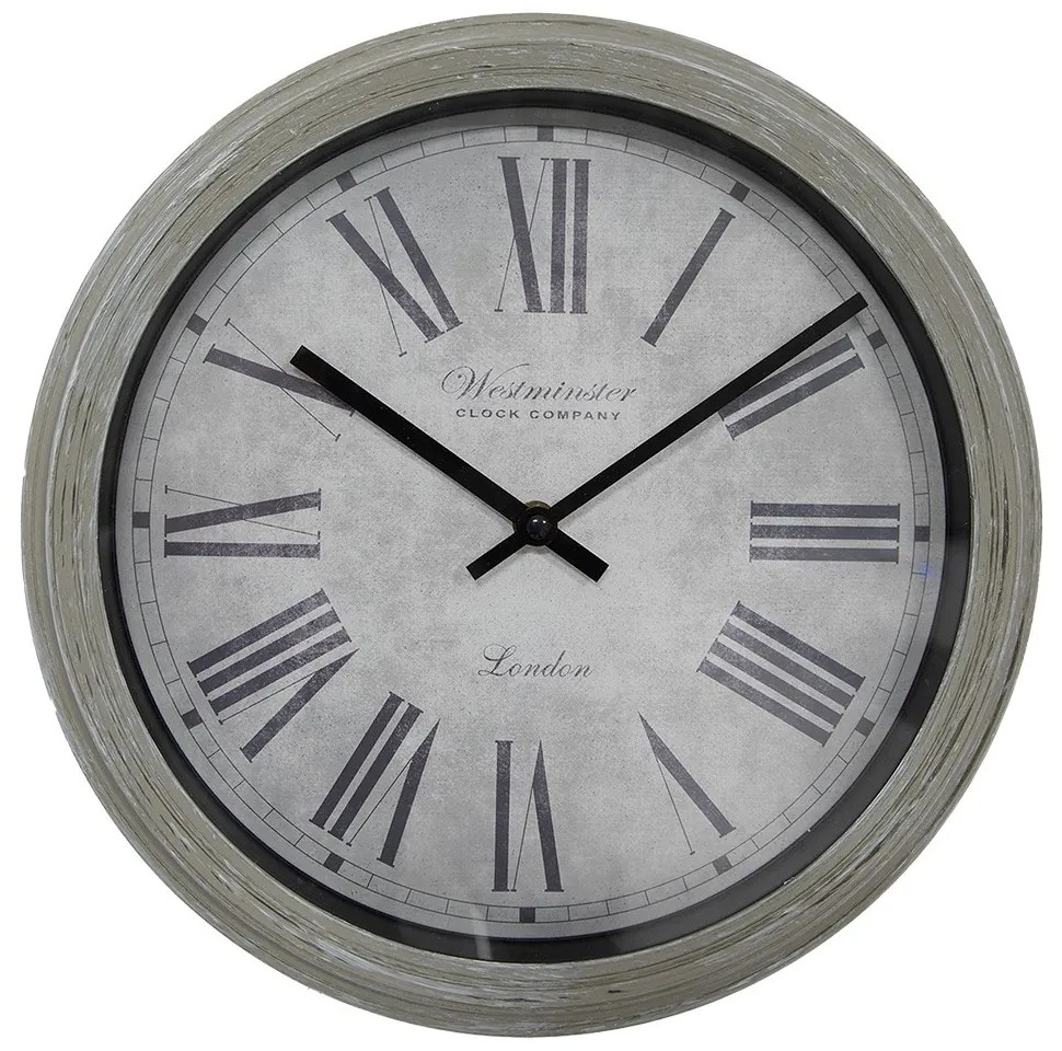 Šede nástěnne hodiny - Ø 30x4 cm / 1xAA