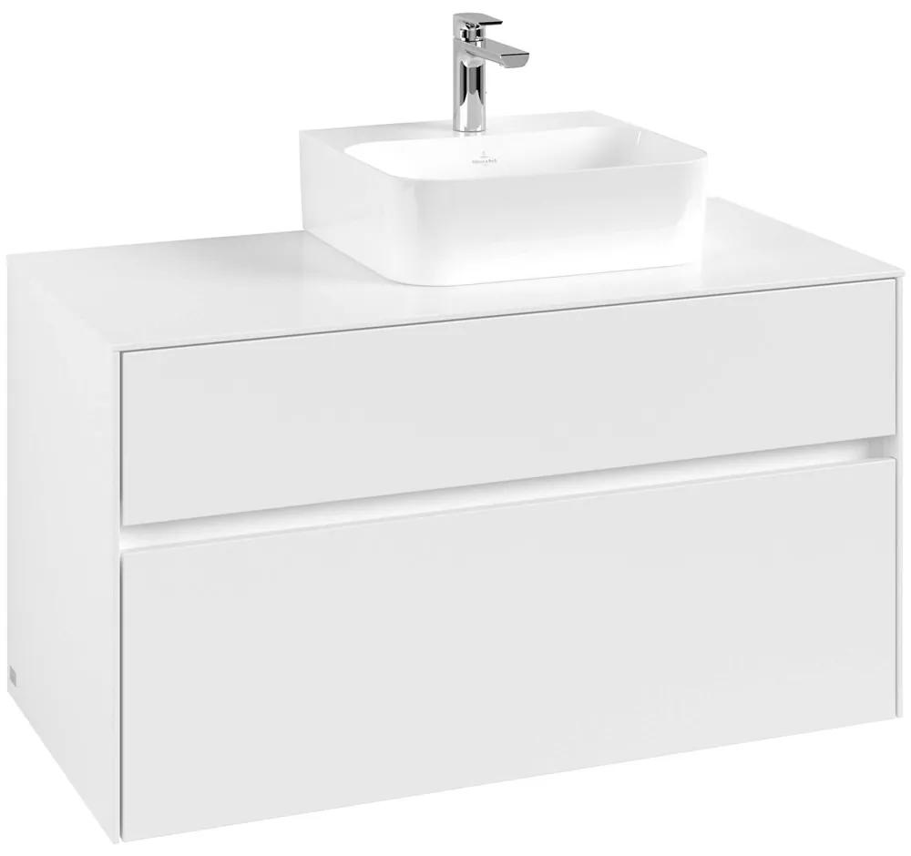 VILLEROY &amp; BOCH Collaro závesná skrinka pod umývadlo na dosku (umývadlo vpravo), 2 zásuvky, 1000 x 500 x 548 mm, White Matt, C09600MS