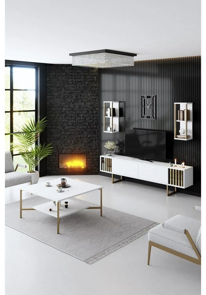 Konferenčný stolík Gold Line White