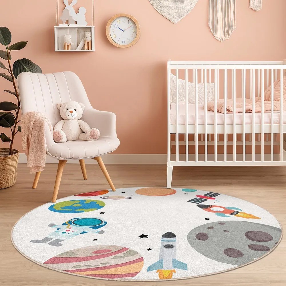 Prateľný detský hrací koberec ø120 cm Space Trip – Mila Home