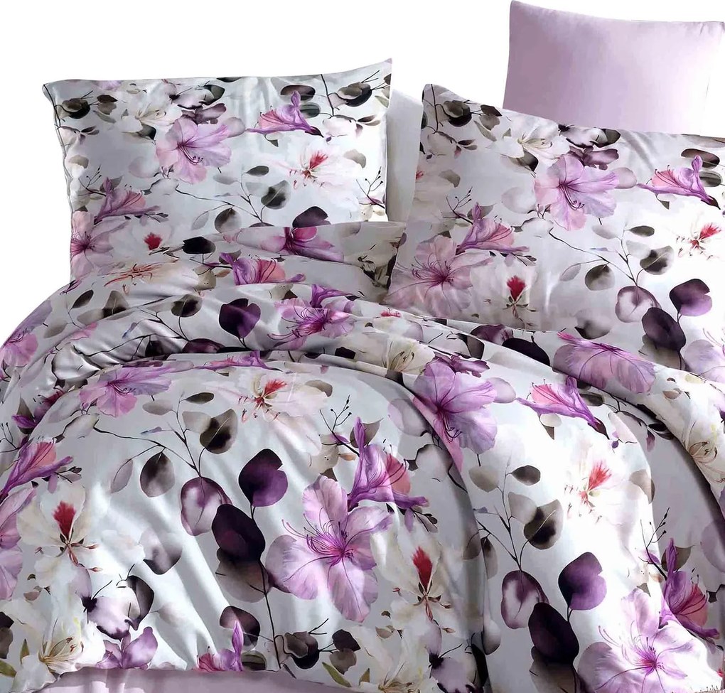 SATÉNOVÉ OBLIEČKY LUXURY NORA 200X220 CM, 2KS 70X80 CM KVETY