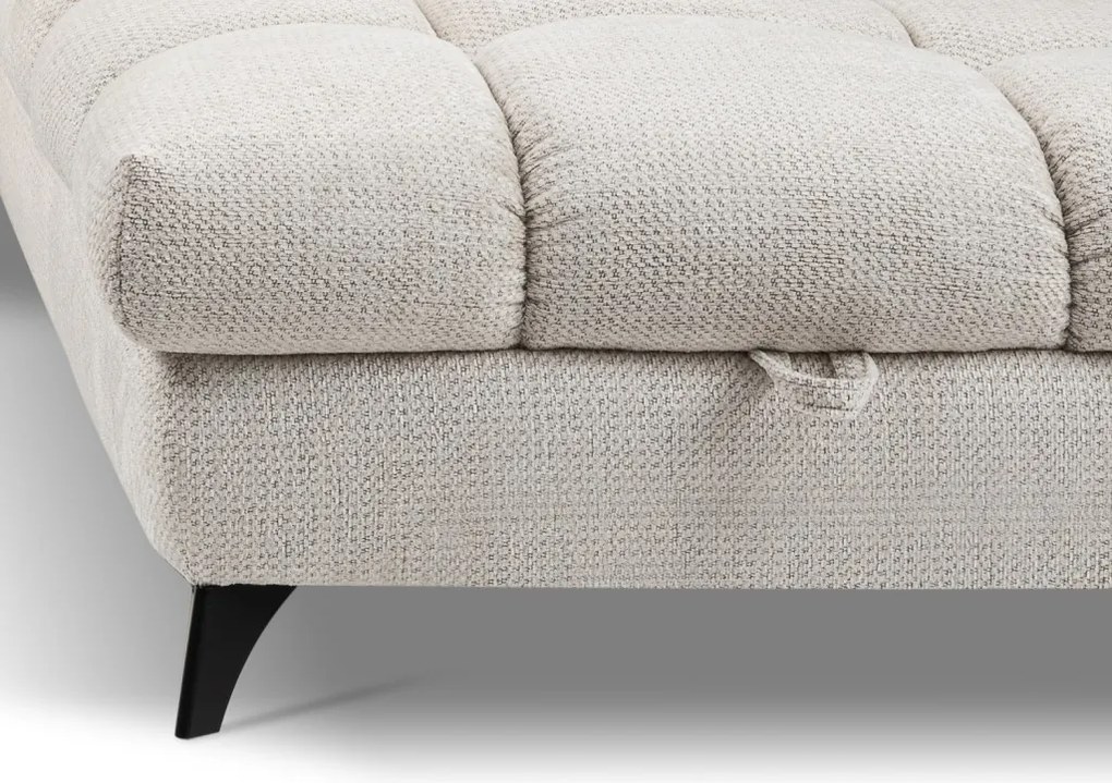 Rohová sedačka Fubu, šedo-krémová štruktúrovaná látka, pravý roh