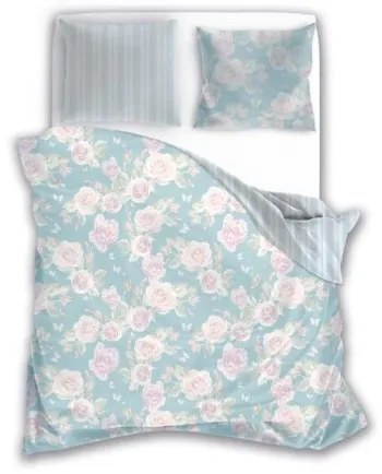 Bavlnené obliečky Elegant 025 160x200 + 2x 70x80 modro-ružové