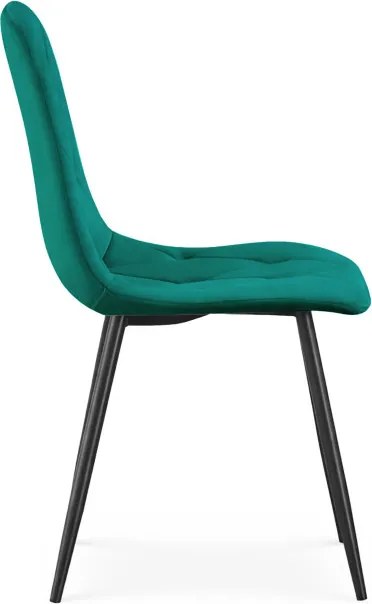 Sada štyroch jedálenských stoličiek MILO zamatové, fľaškovo zelené / čierne nohy (4 ks)