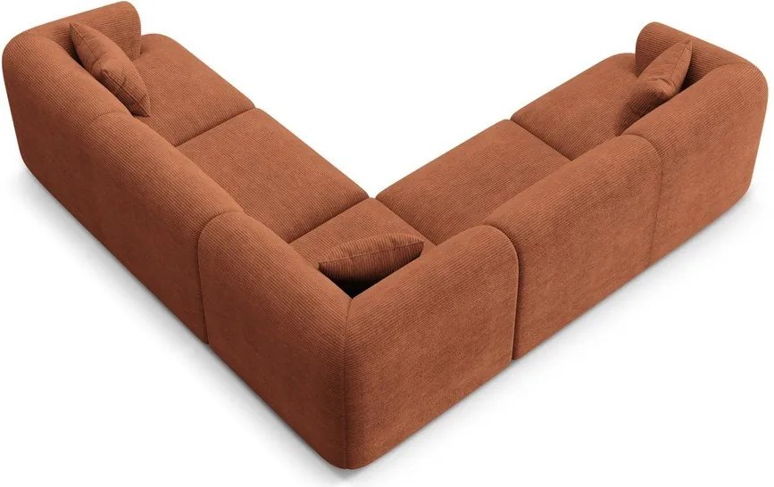 Menčestrová rohová pohovka v terakotovej farbe Campi – Cosmopolitan Design