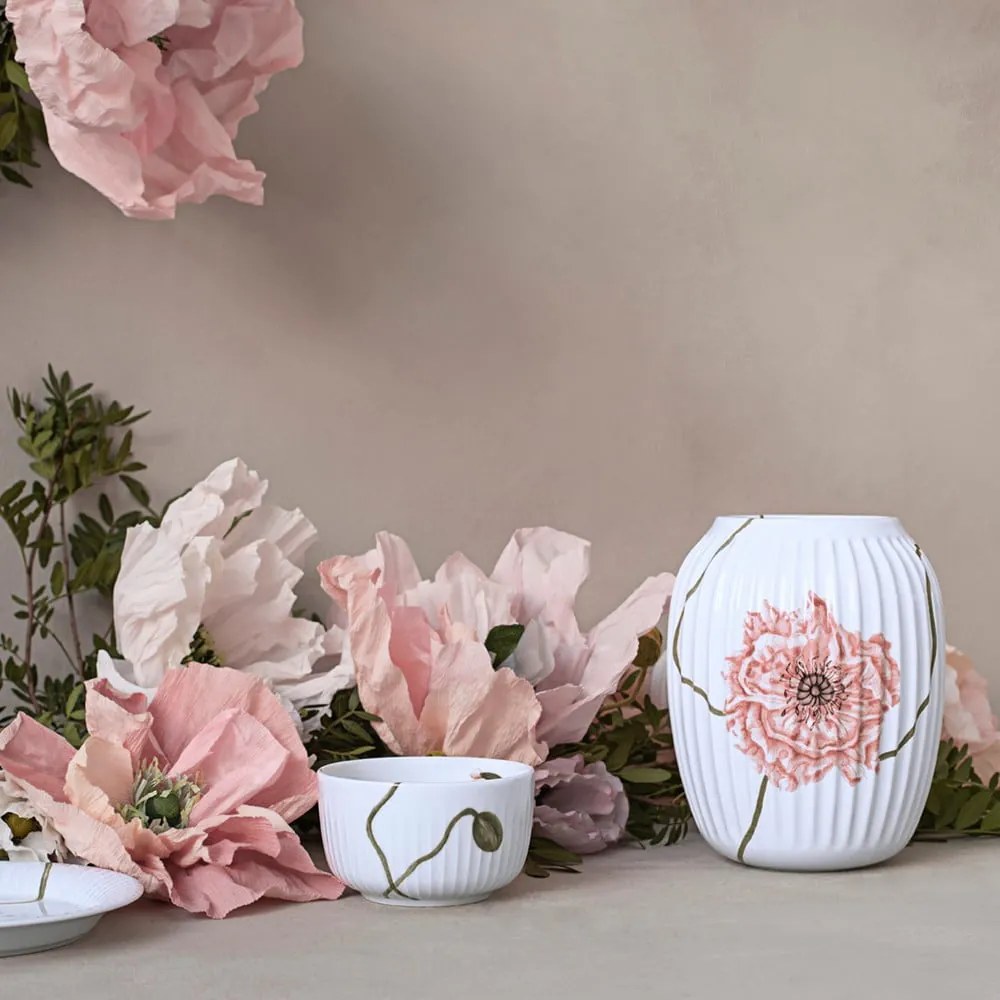 Biela porcelánová váza Kähler Design Poppy, výška 21 cm