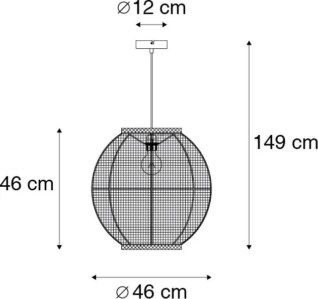 Orientálne závesné svietidlo hnedé 46 cm - Rob