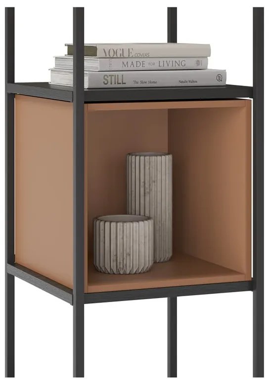 Knižnica v čierno-tehlovej farbe 36x179 cm Anya – Marckeric