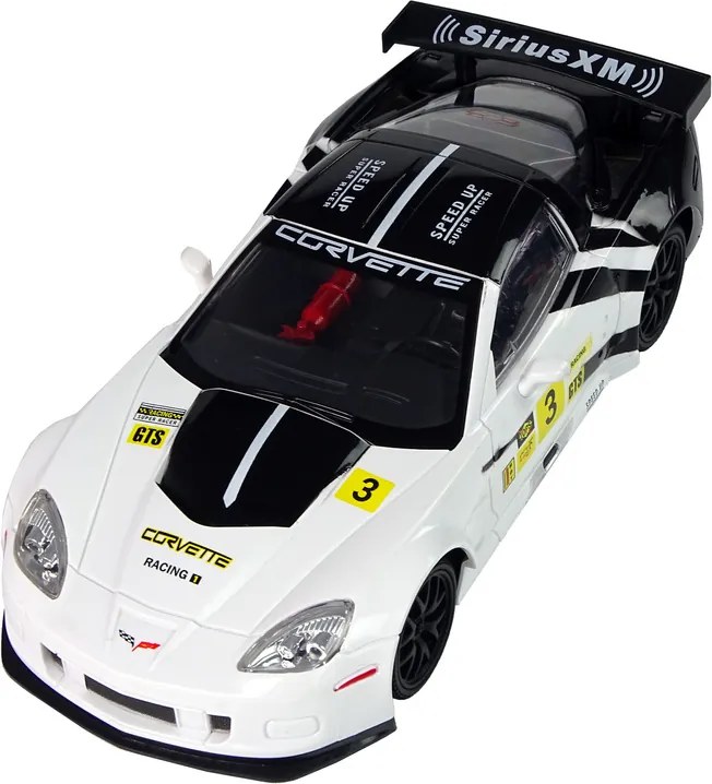 LEAN Toys Športové pretekárske auto R/C v mierke 1:18 Corvette C6.R, biele, 2,4 G, svetlá