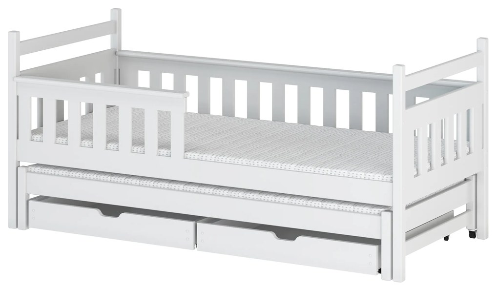 Detská posteľ 90 x 200 cm DORIA (s roštom a úl. priestorom) (biela). Akcia -10%. Vlastná spoľahlivá doprava až k Vám domov. 1013129