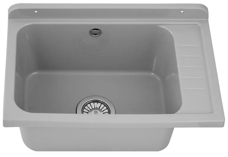 Gamma Selva, univerzálna plastová výlevka 58x38x26,7 cm + sifón, 1-komorová, šedá, GMA-KGS58-G