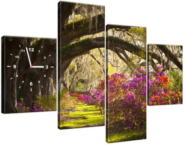Obraz s hodinami Silné duby a kvety 120x80cm ZP1480A_4E