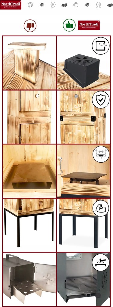 TRENDIE Udiareň XXL drevená s kovovým komínom