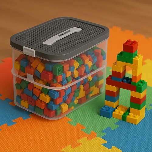 KRUZZEL Box na stavebnice s 2 úrovňami - organizér na hračky - Kruzzel