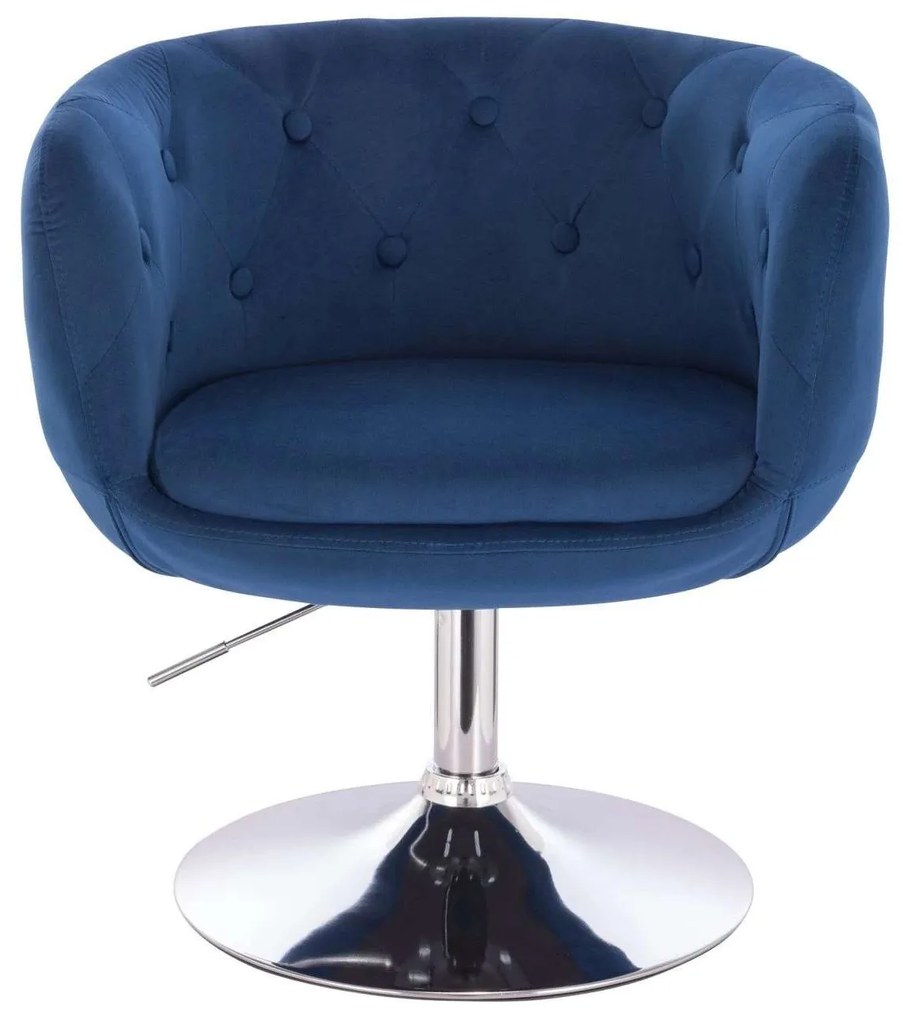 LuxuryForm DESIGN Kreslo MONTANA VELUR na striebornom tanieri - modré