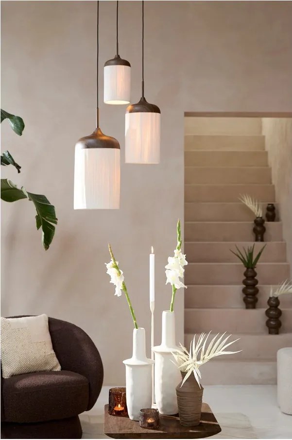 Tmavohnedé závesné svietidlo s textilným tienidlom ø 22 cm Dania – Light & Living