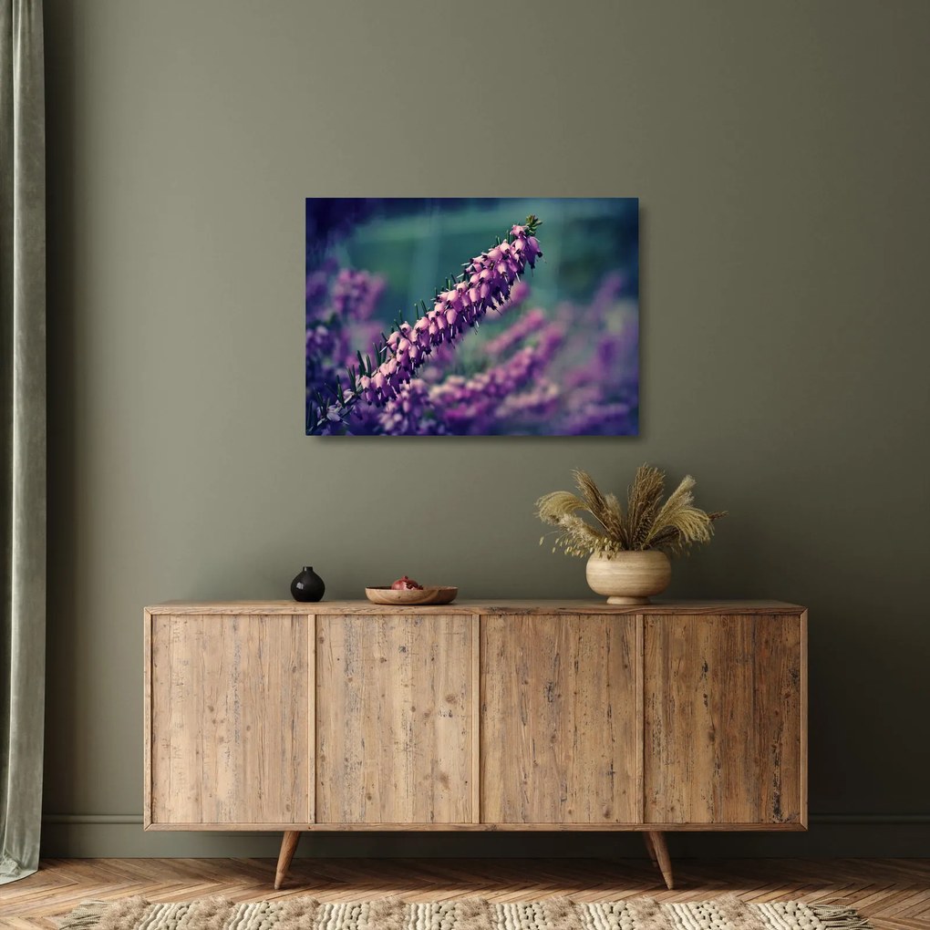 Sklenený obraz fialovej kvetiny (70x50 cm)