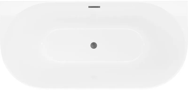 Mexen Oval Slim, voľne stojaca vaňa ku stene 170 x 80 cm, biela lesklá, grafitová prepad, 52661708000-66