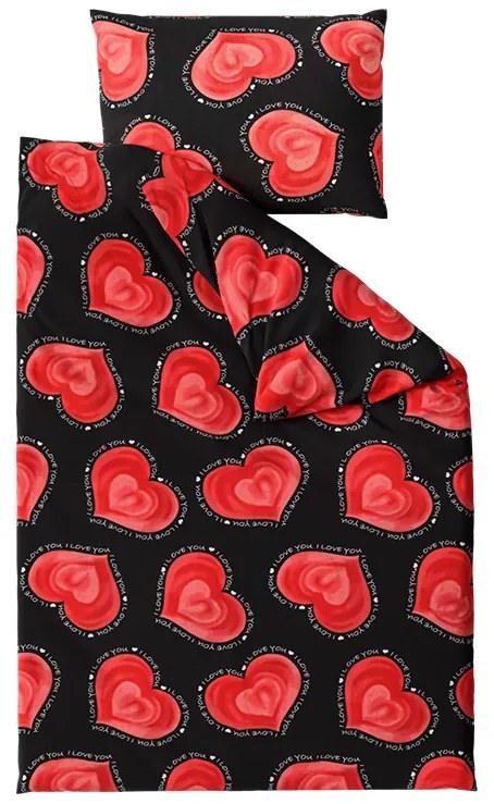 Polybavlnené obliečky na 2 postele VALENTINE, čierne Rozmer obliečky: 2 ks 70 x 90 cm | 2 ks 140 x 200 cm