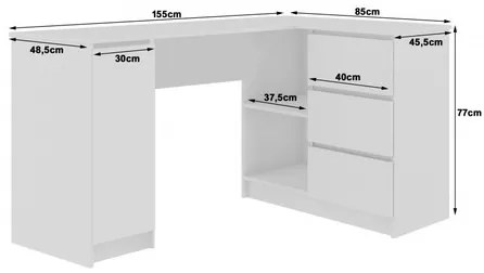Počítačový stôl B-20 pravý sonoma/biely