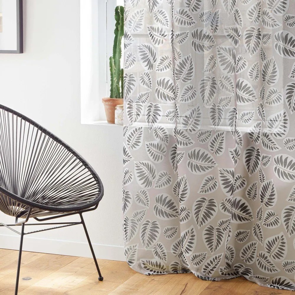 Čierno-béžová voálová záclona 140x280 cm Alma – douceur d'intérieur