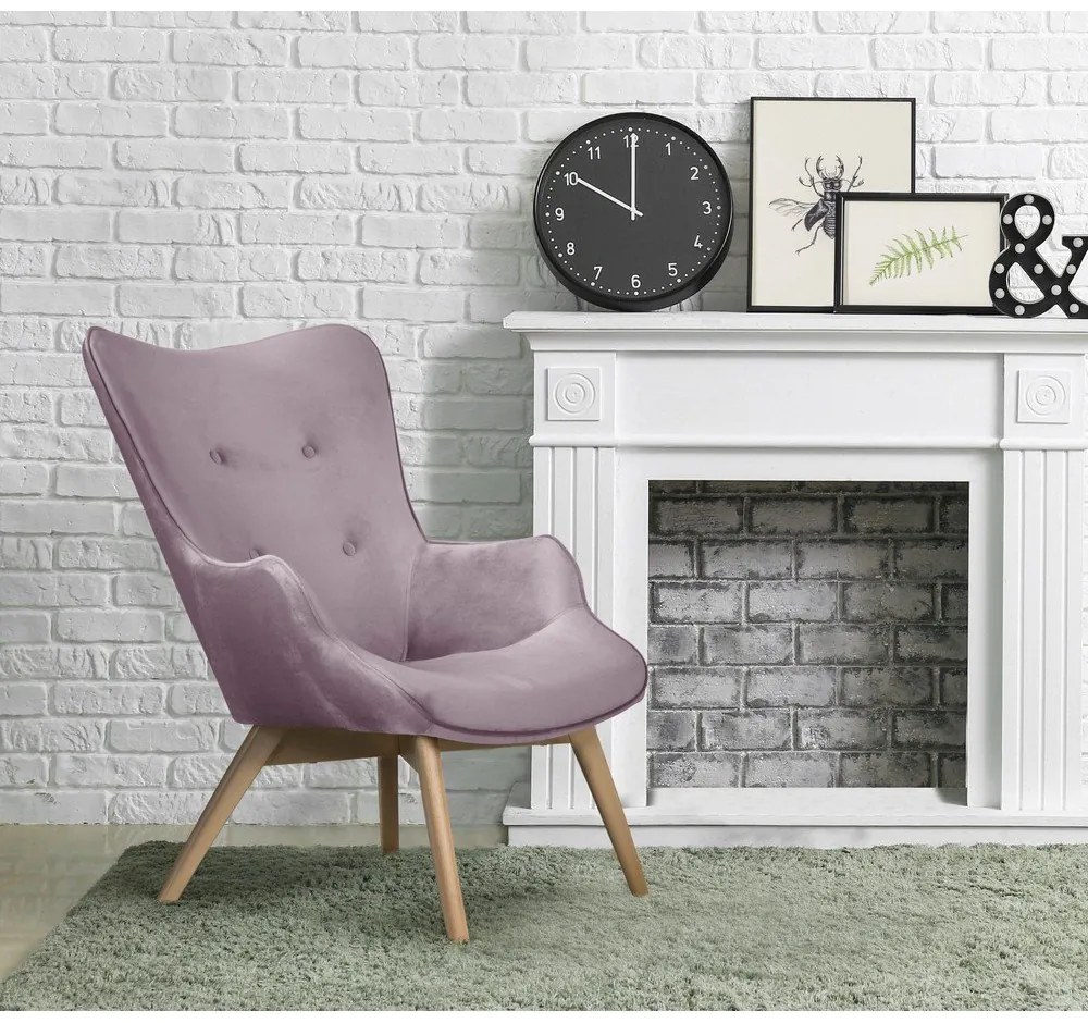 Zamatové kreslo v levanduľovej farbe Niko – Ropez