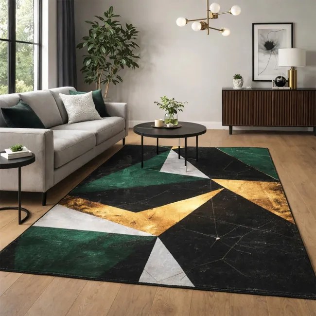 Protišmykový koberec NOVO mramor / zelený