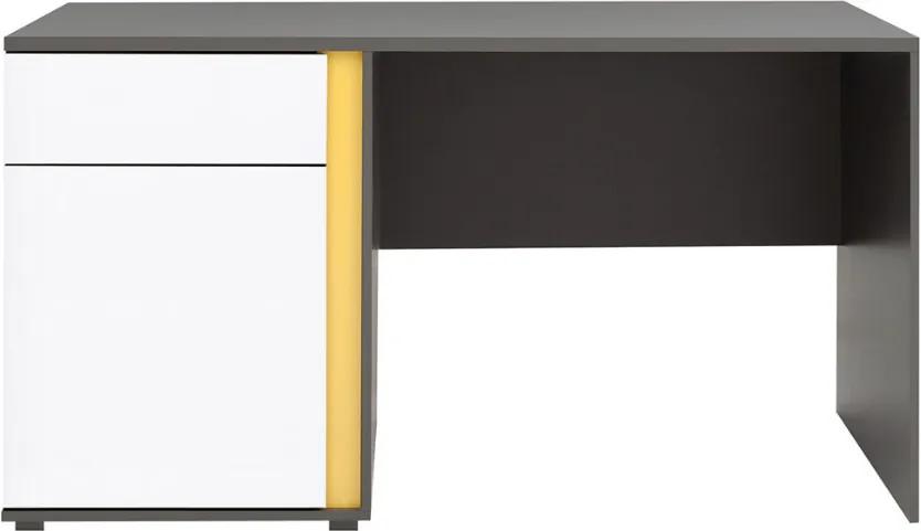 BRW Písací stolík Graphic BIU1D1SL Farba: sivý wolfram / biely lesk