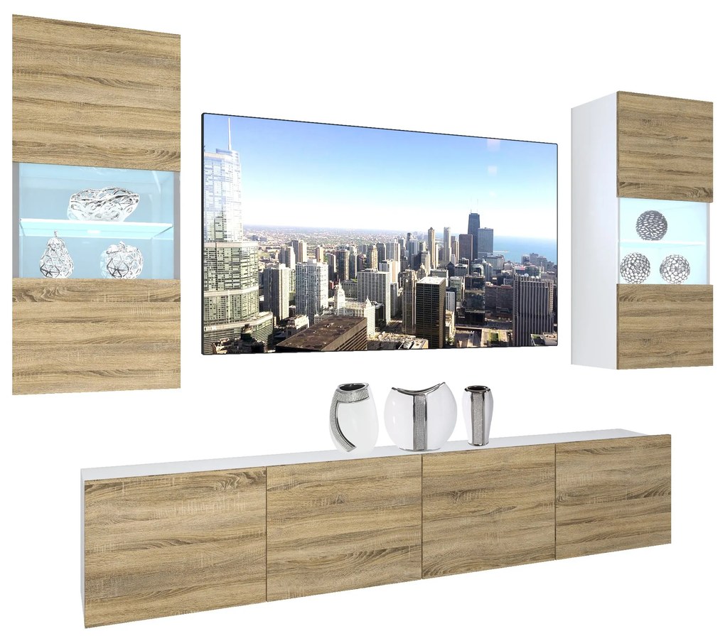 Obývacia stena Belini Premium Full Version dub sonoma + LED osvetlenie Nexum 112