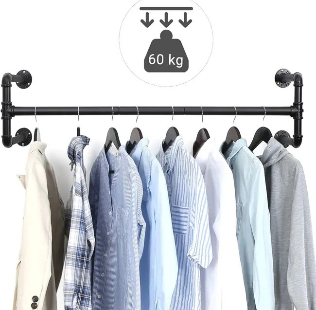 Nástenný stojan na oblečenie 2 ks HSR64BK-02