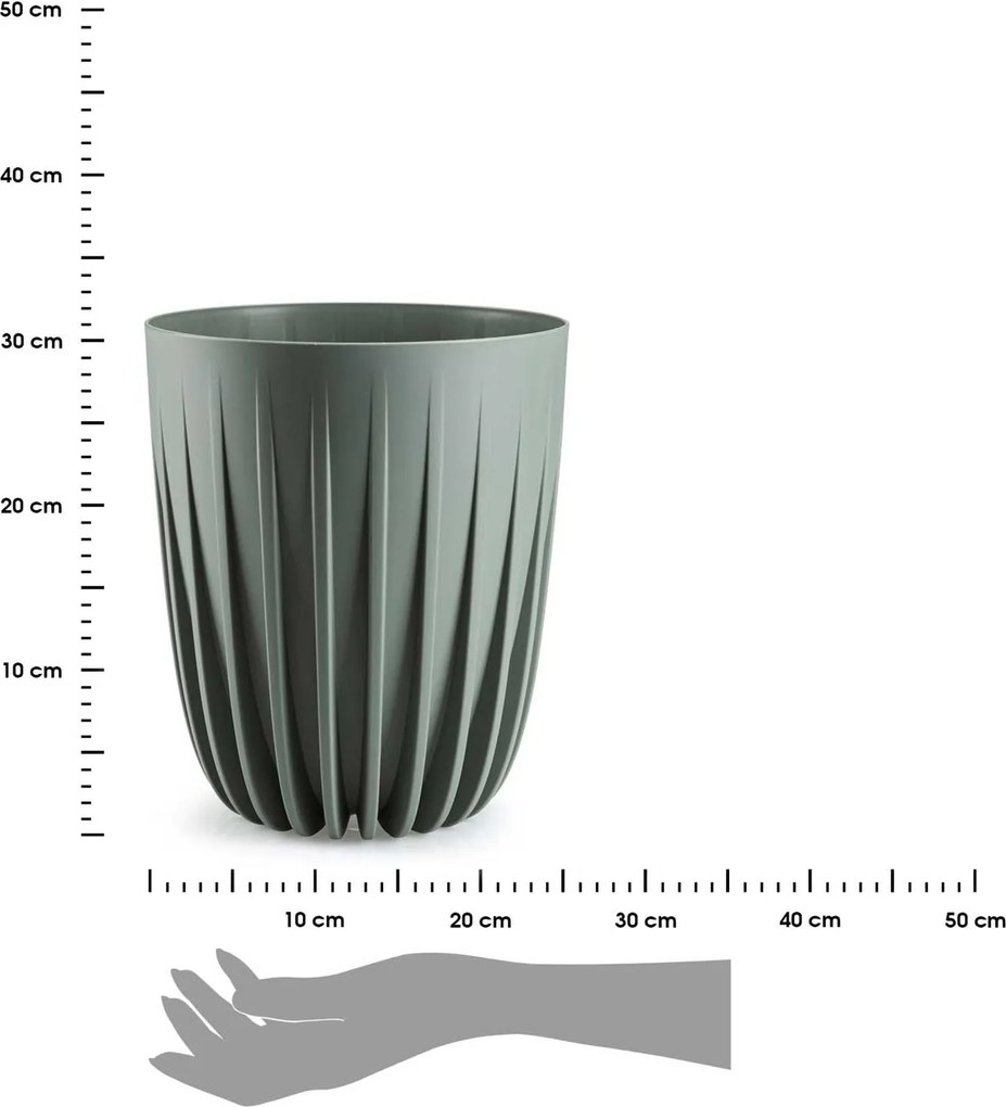 Kvetináč STRIPPED 25x30 cm sivozelený