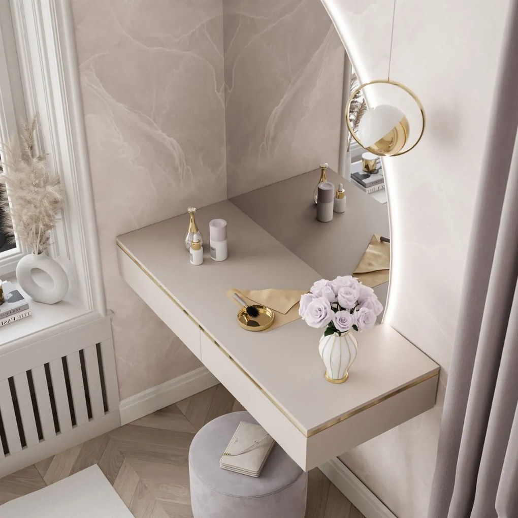 TOALETNÝ STOLÍK NESSIE PRAVÝ + ZRKADLO POLMESIAC