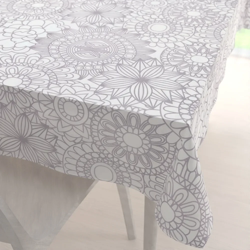 Biante Bavlnený obdĺžnikový obrus Sandra SA-365 Sivé mandaly na bielom 100x140 cm
