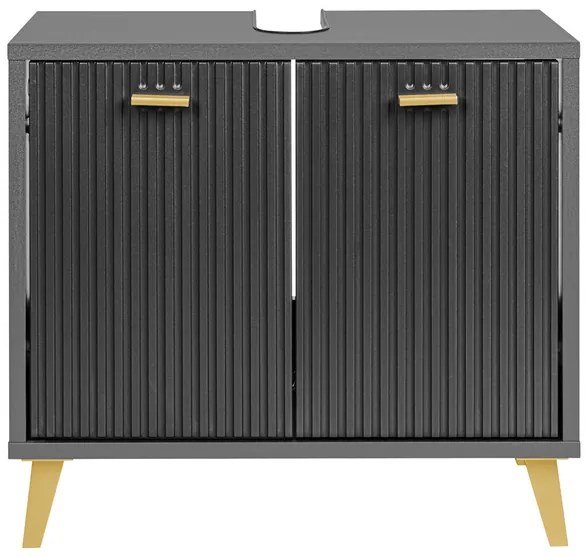 Livarno home Skrinka pod umývadlo vo zvlnenom vzhľade, antracitová (100378603)