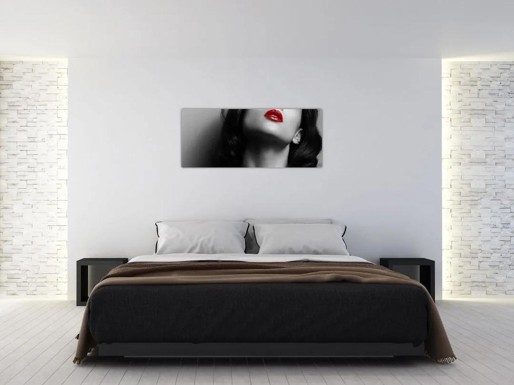 Obraz - Portrét ženy s červeným rúžom (120x50 cm)
