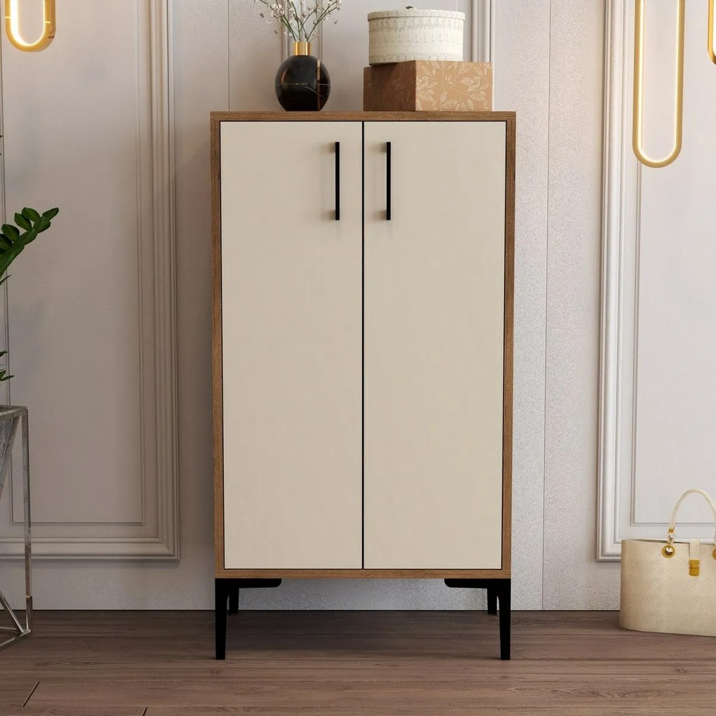 Skrinka na topánky Prag Walnut and Cream