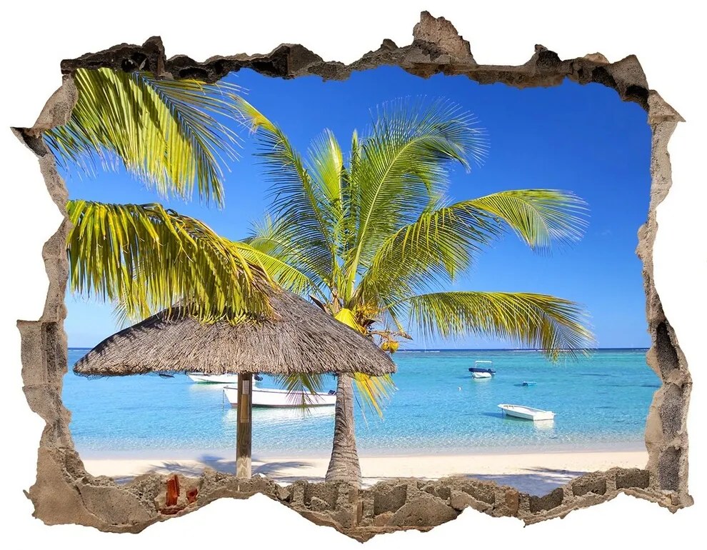 Nálepka fototapeta 3D výhled Beach mauritius nd-k-89713117