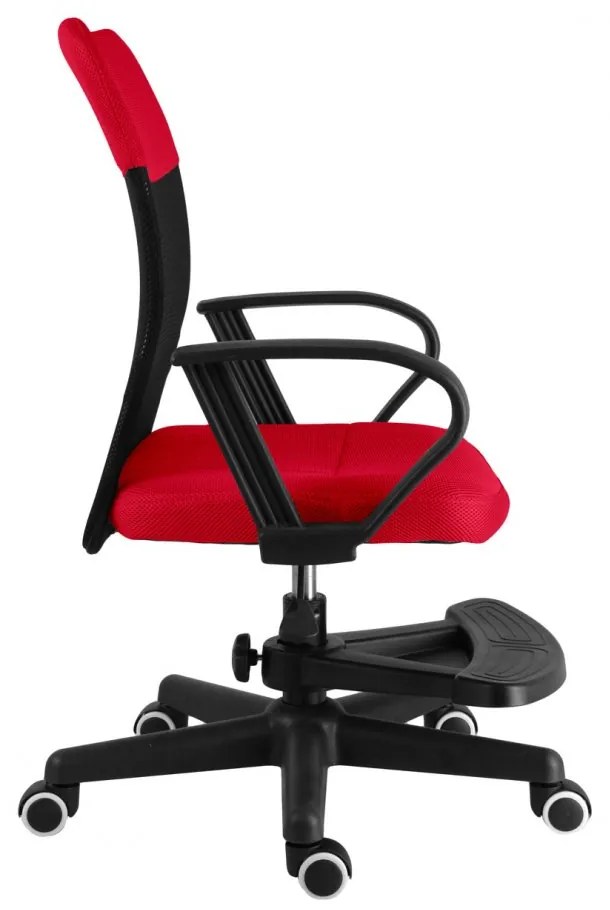 Detská stolička Neoseat MONKEY s podnožou — látka, čierna / červená